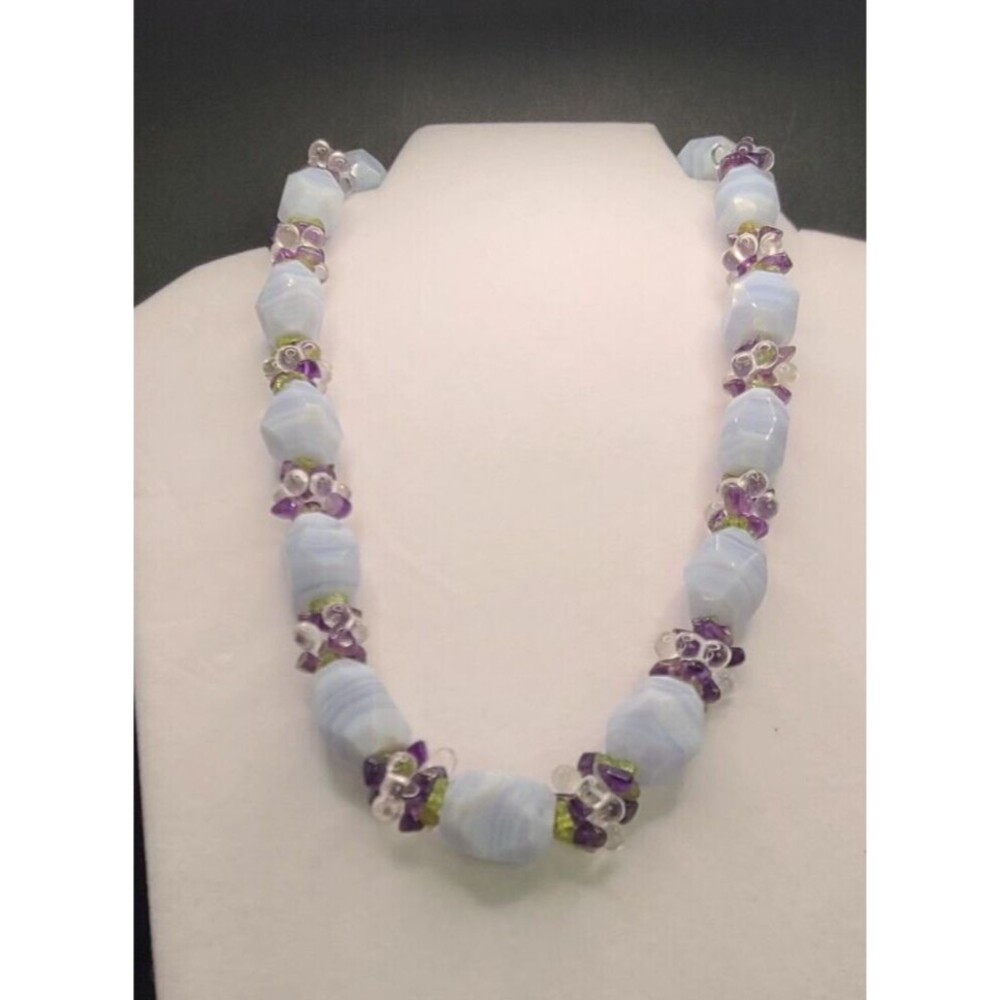 Ross Simmons Sterling Silver Chalcedony Amethyst Necklace 21" Long